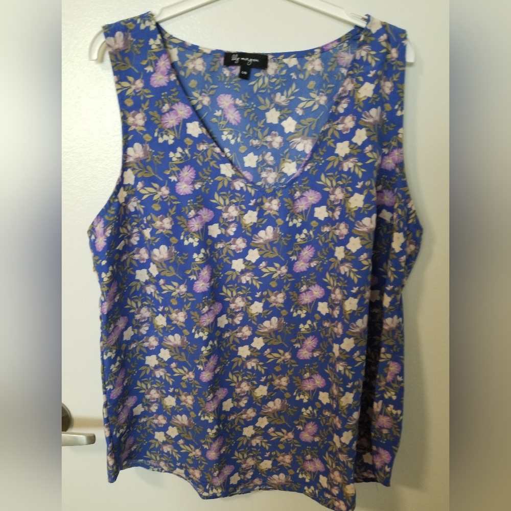 Lily Morgan Blue and Purple Floral Women's Tank Top